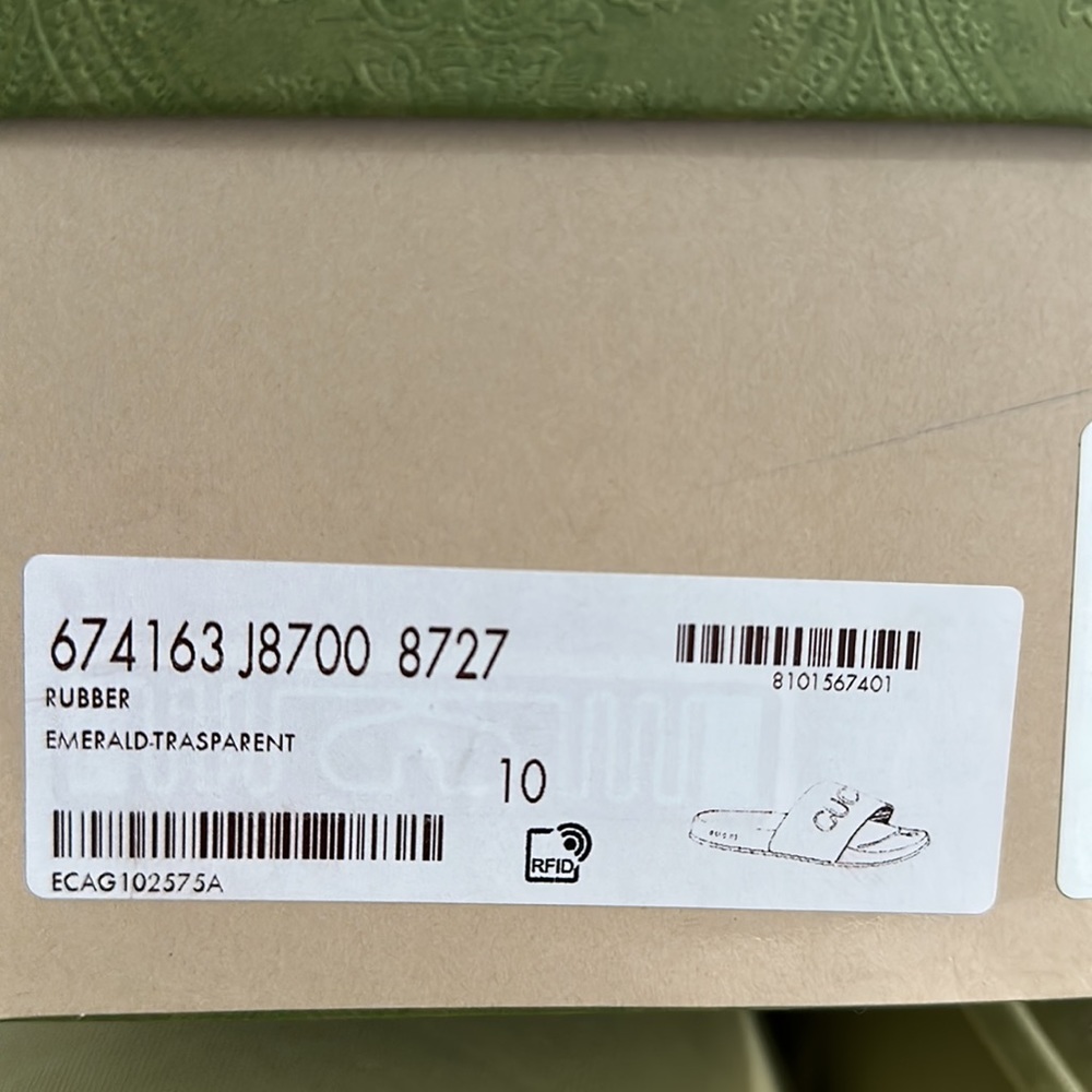 NIB Gucci Logo Rubber Slides Green Size 10 | $295 - Picture 6 of 6